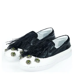 Black Leather Women Slip-On Shoe