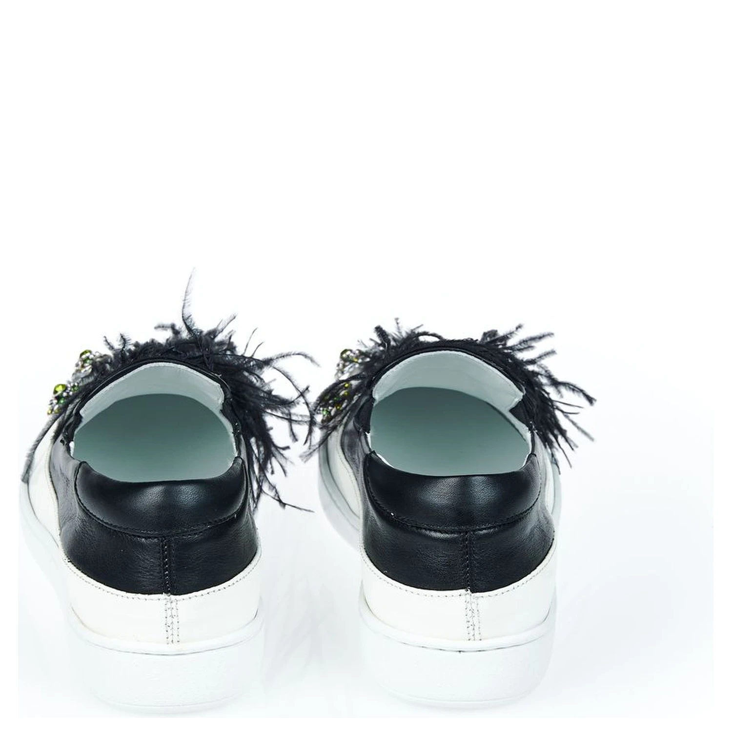 Black Leather Women Slip-On Shoe