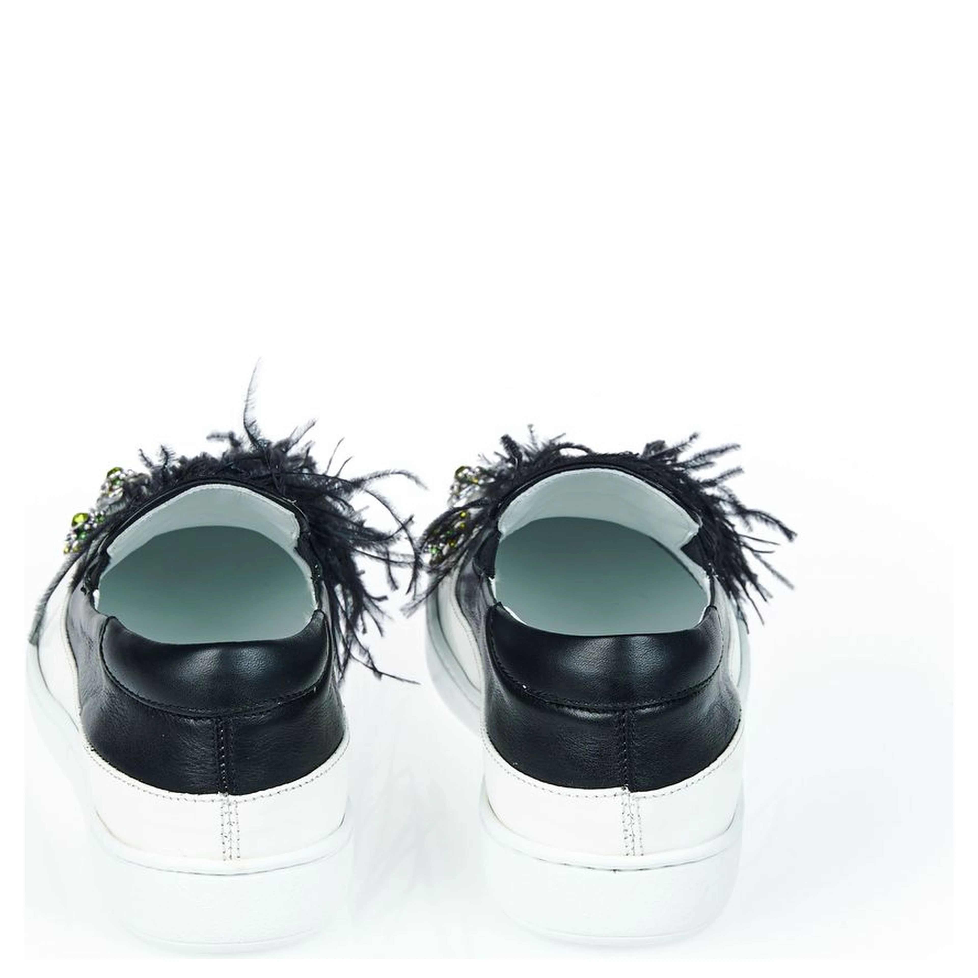 Black Leather Women Slip-On Shoe