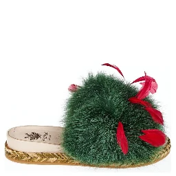 Green Lamb Leather Women Sandal