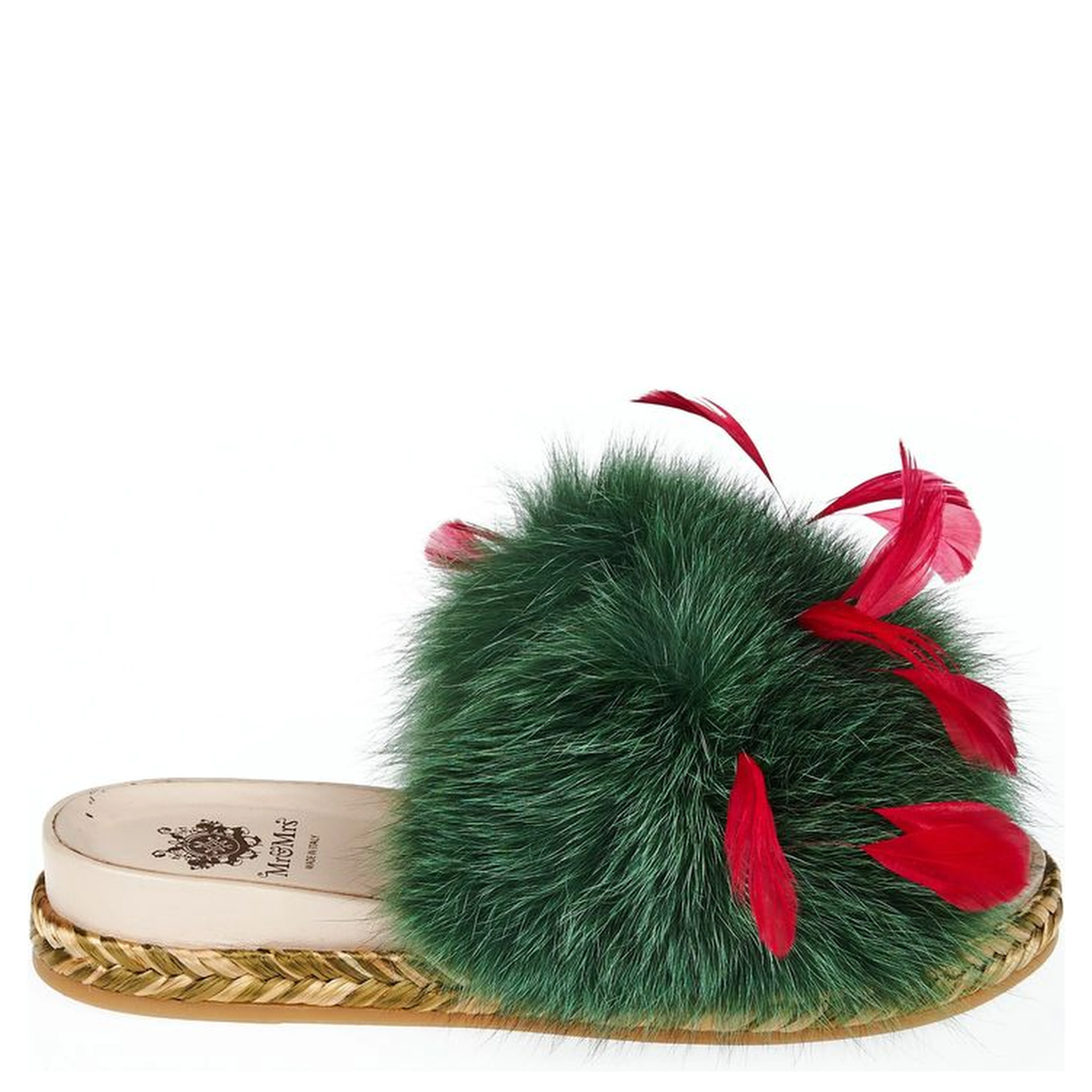 Green Lamb Leather Women Sandal