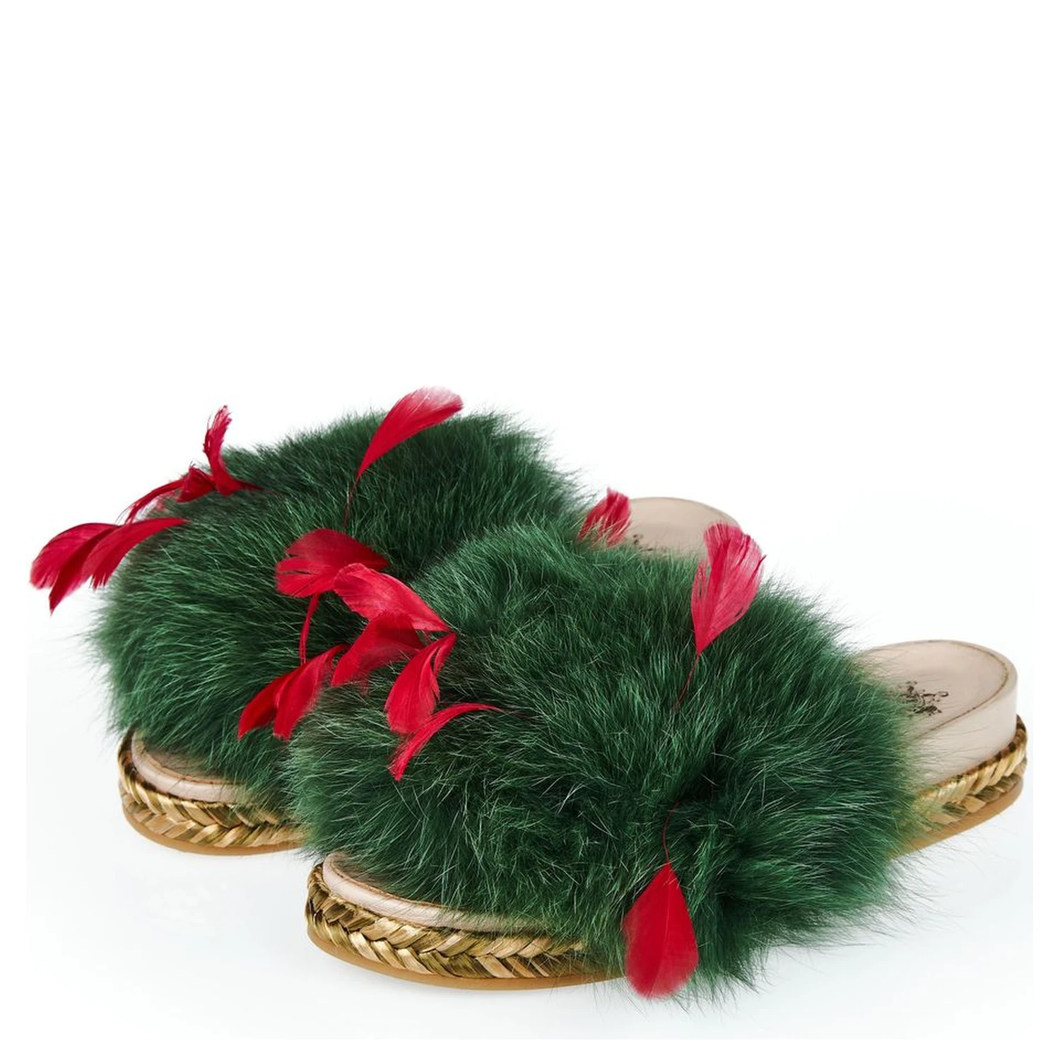 Green Lamb Leather Women Sandal