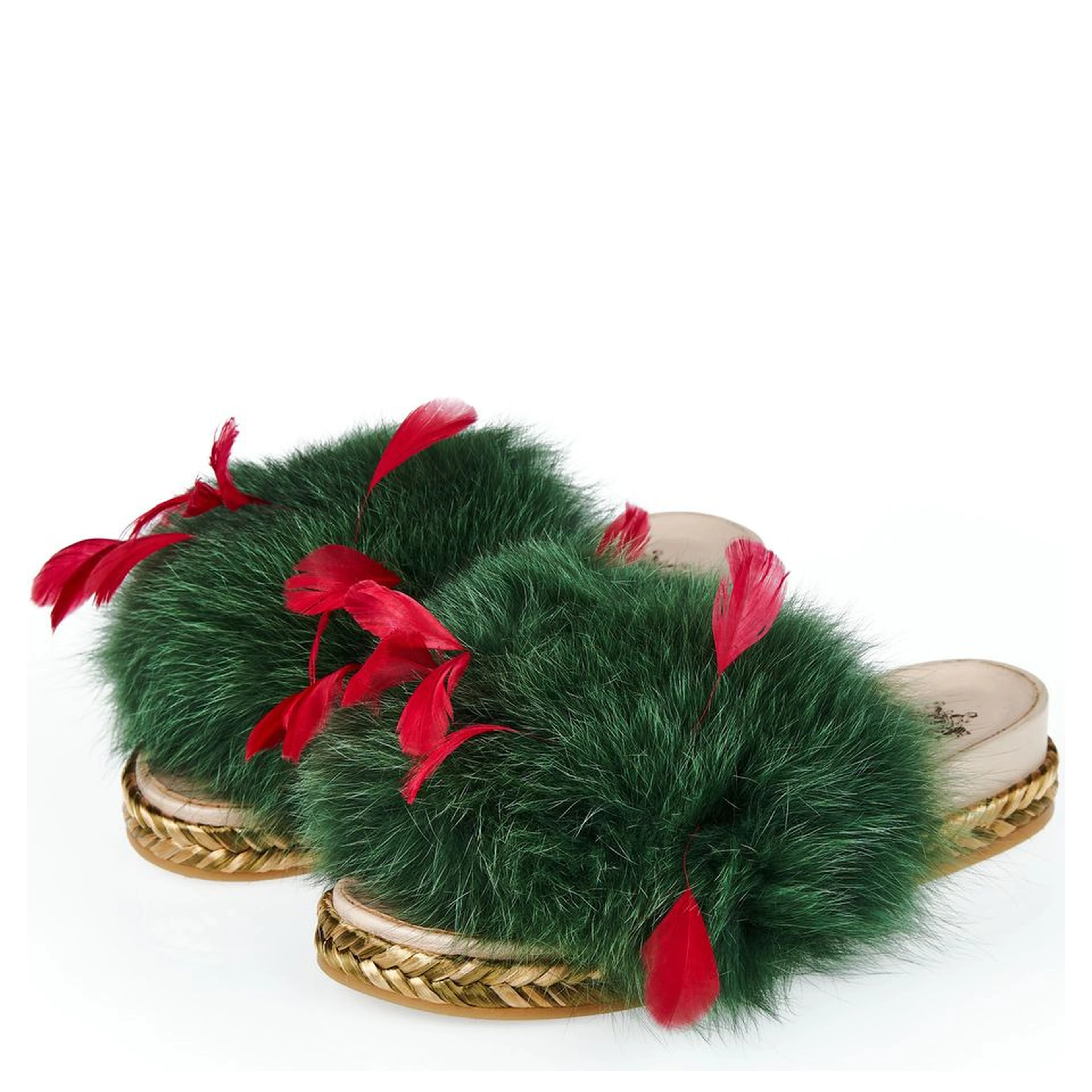Green Lamb Leather Women Sandal