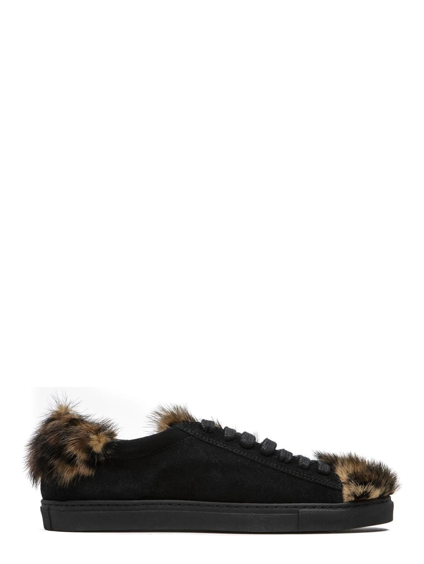 Black Leather Women Sneaker