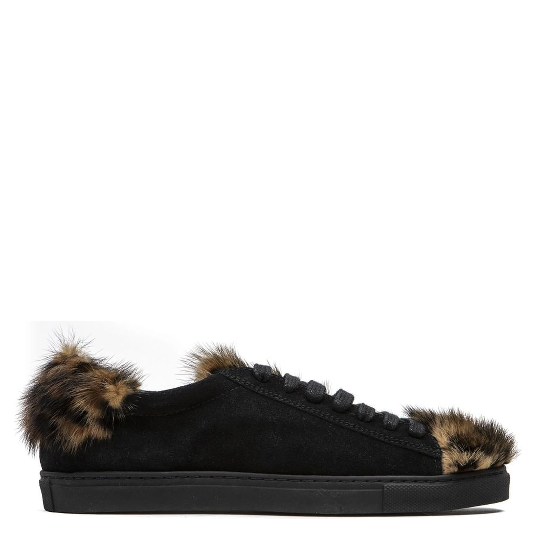 Black Leather Women Sneaker
