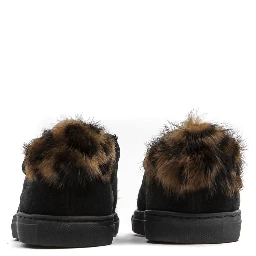 Black Leather Women Sneaker