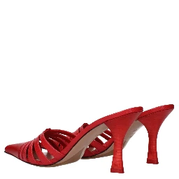 Red Leather Stiletto Heel Sandals