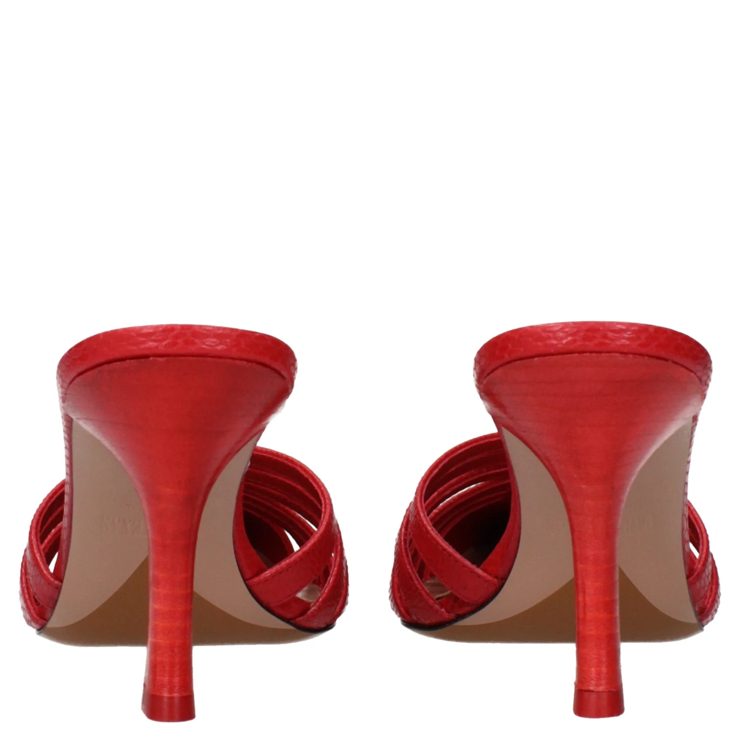 Red Leather Stiletto Heel Sandals
