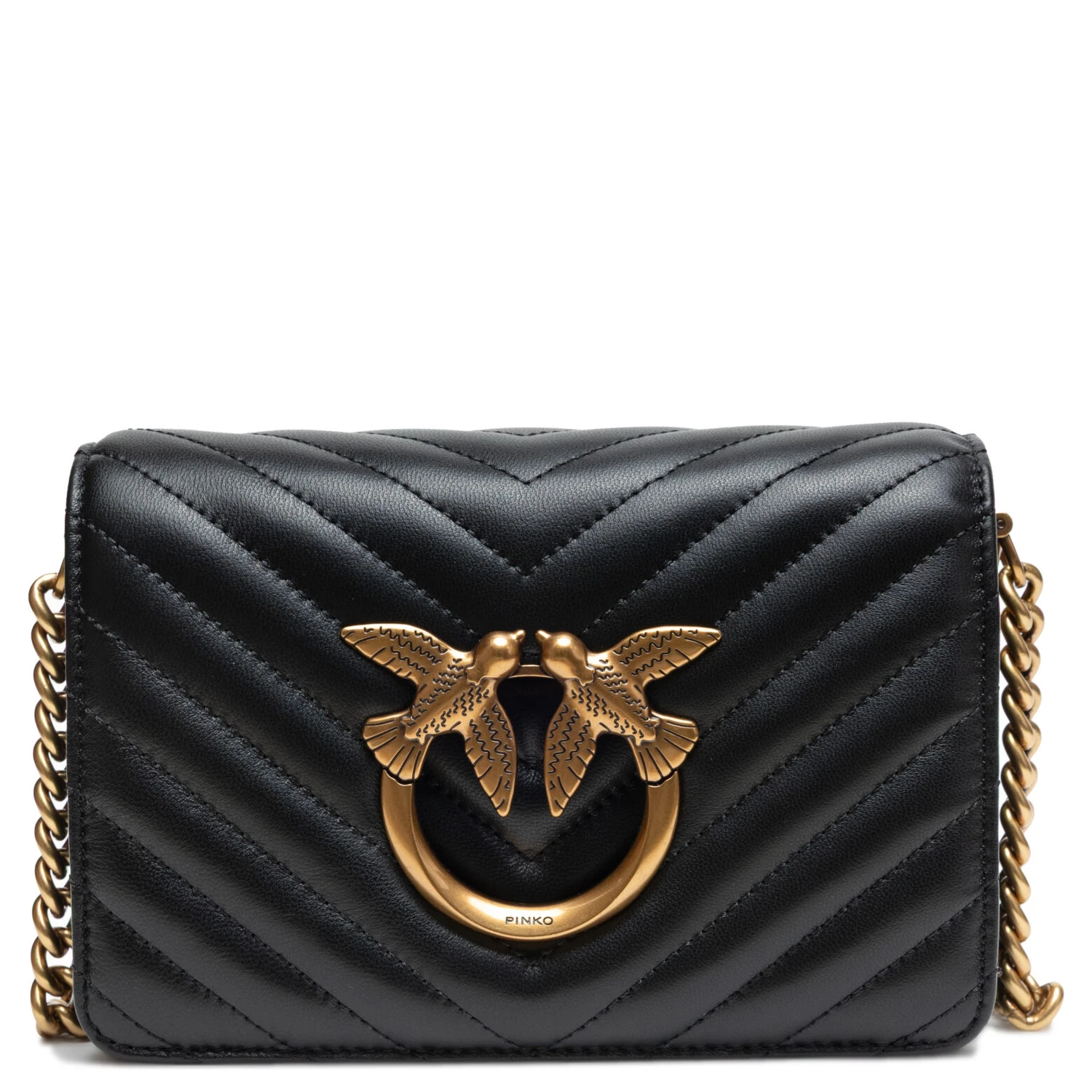 Black Leather Love Click Mini Shoulder Bag