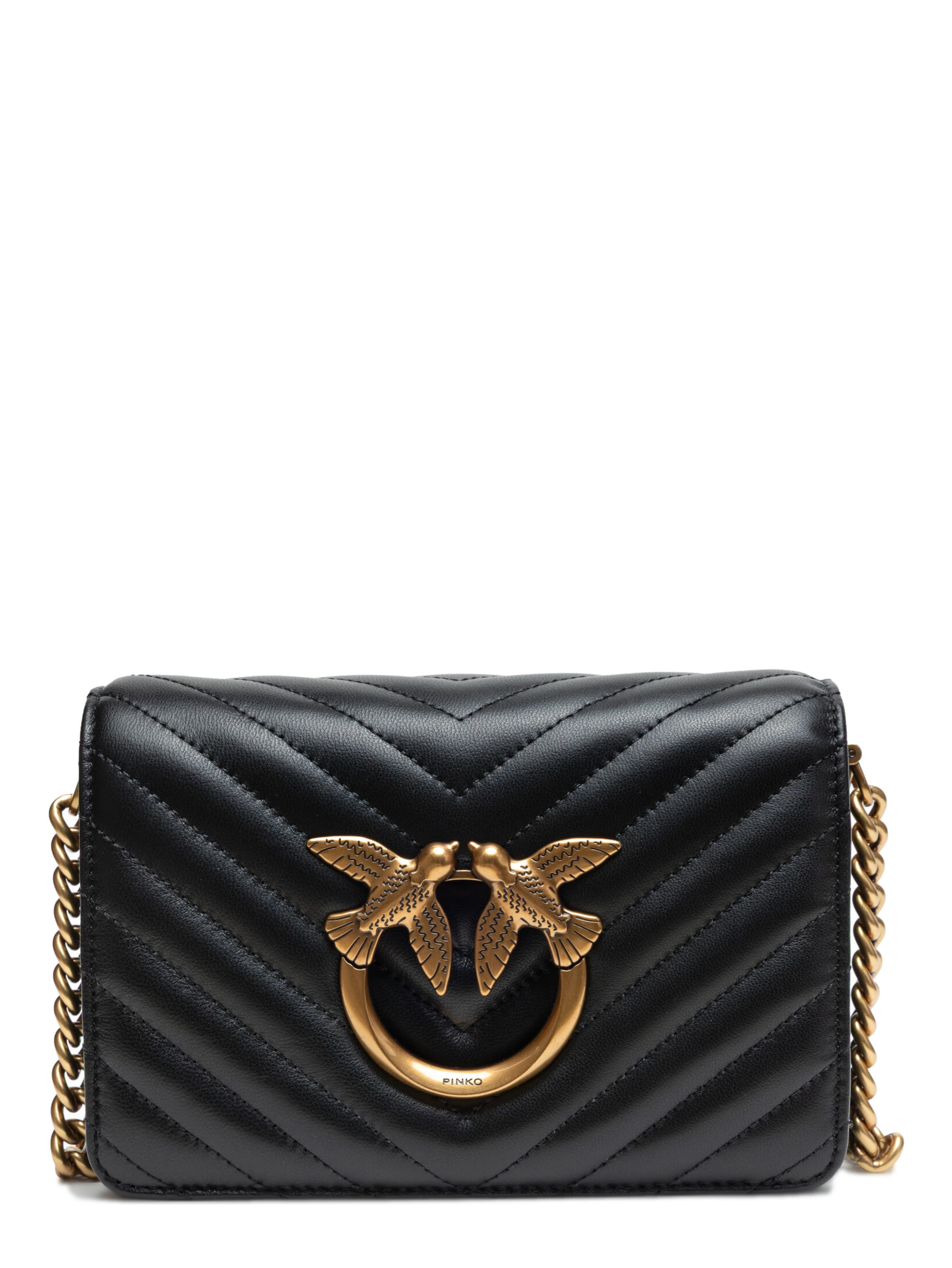 Black Leather Love Click Mini Shoulder Bag