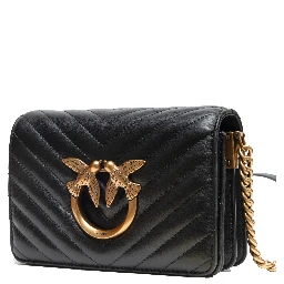 Black Leather Love Click Mini Shoulder Bag