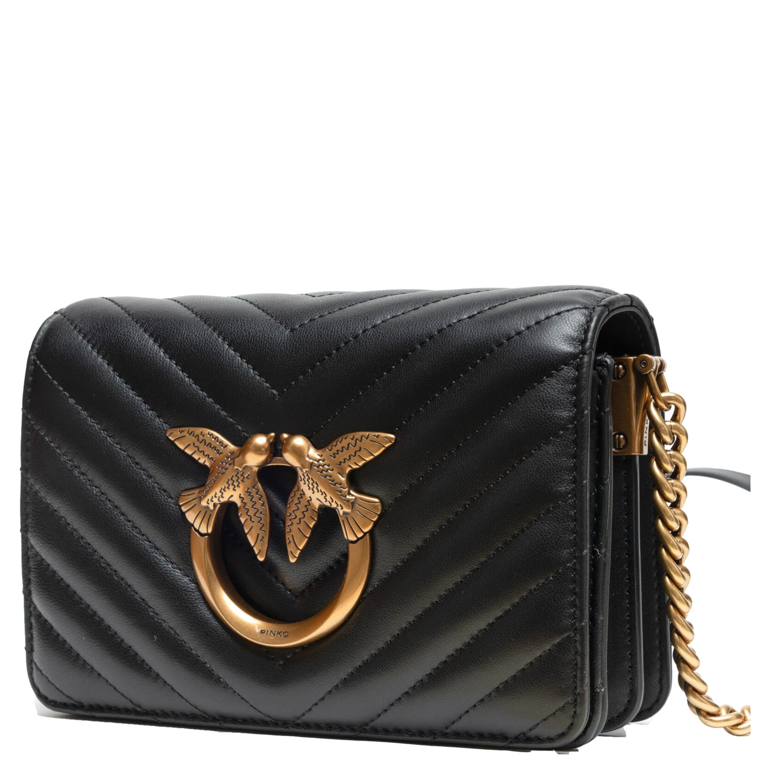 Black Leather Love Click Mini Shoulder Bag