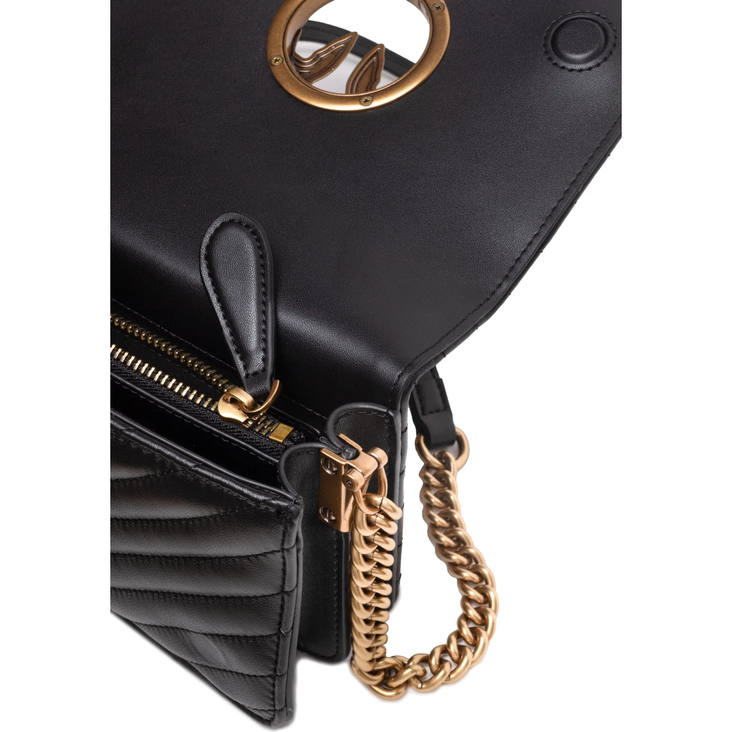 Black Leather Love Click Mini Shoulder Bag