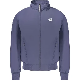 Blue Polyester Men's Bomber Jacket