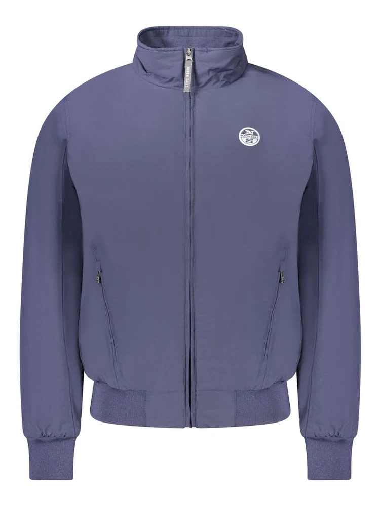 Blue Polyester Men's Bomber Jacket