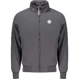 Black Polyester Men's Bomber Jacket