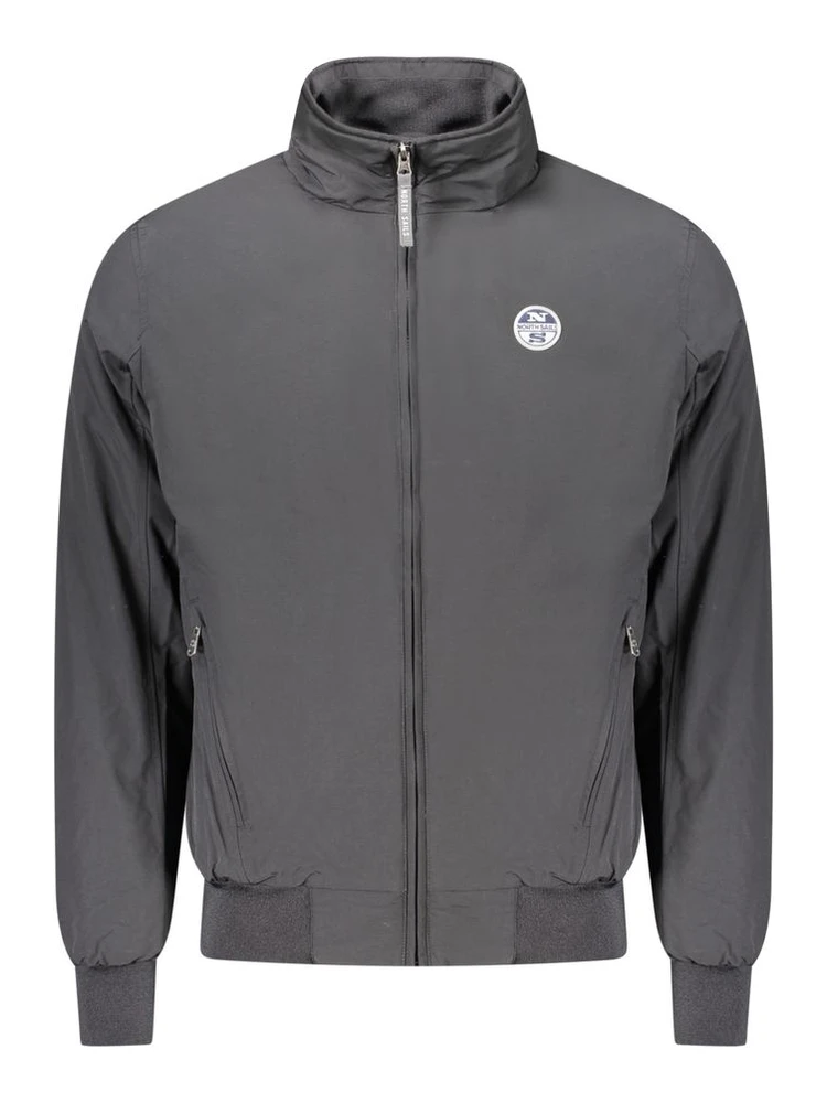 Black Polyester Men's Bomber Jacket