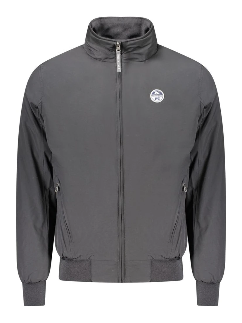 Black Polyester Men's Bomber Jacket