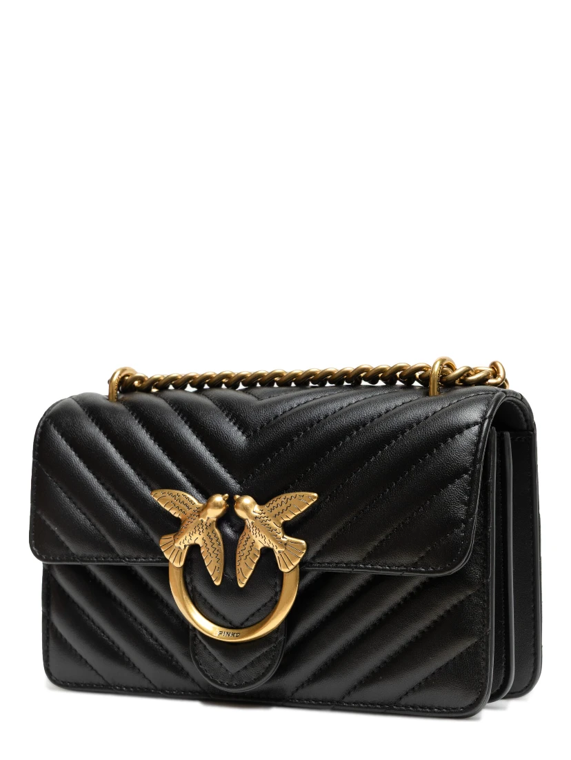Black Leather Love One Mini Shoulder Bag