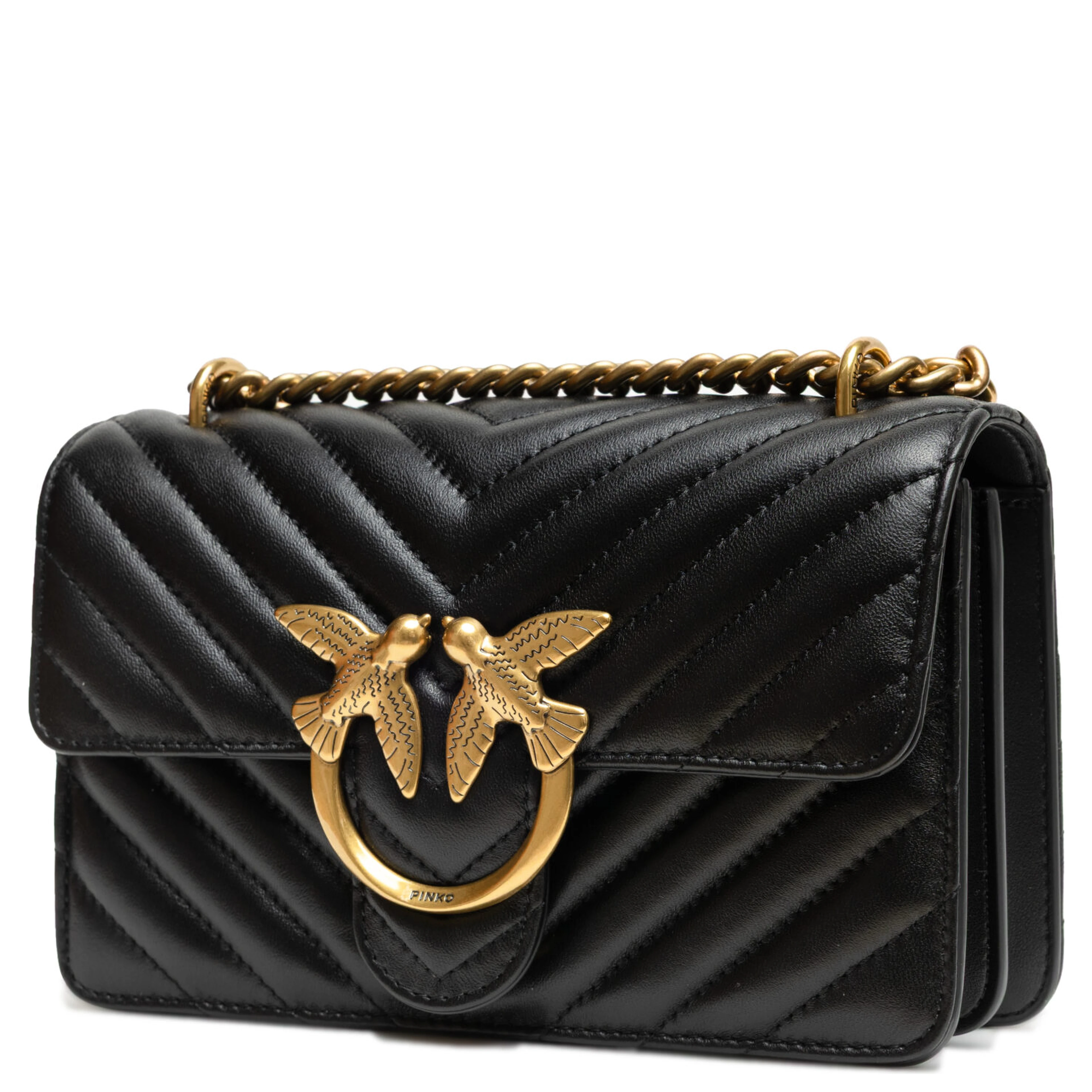 Black Leather Love One Mini Shoulder Bag