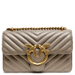 Grey Leather Love One Mini Shoulder Bag