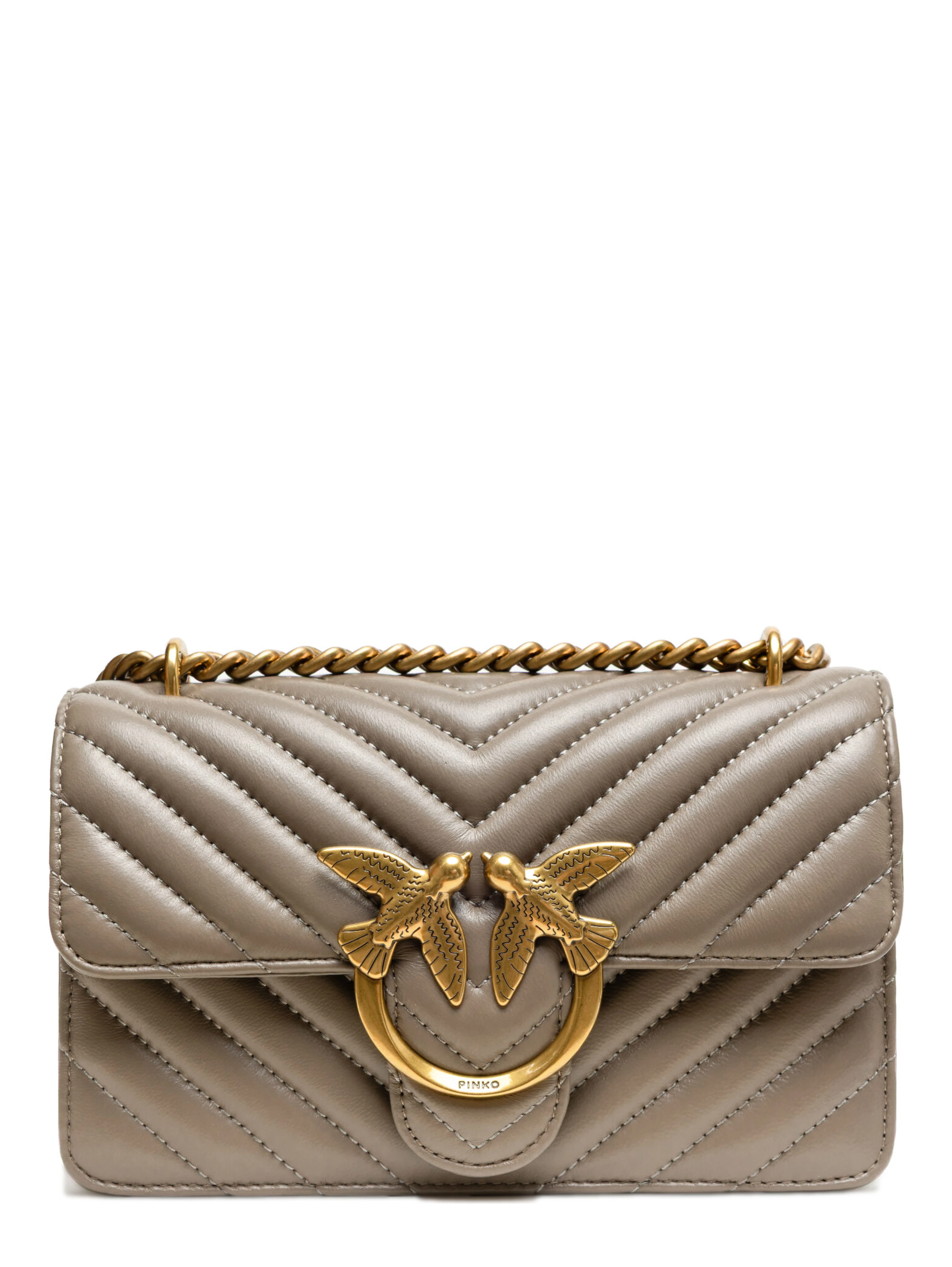 Grey Leather Love One Mini Shoulder Bag