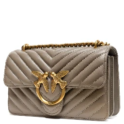 Grey Leather Love One Mini Shoulder Bag