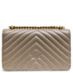 Grey Leather Love One Mini Shoulder Bag