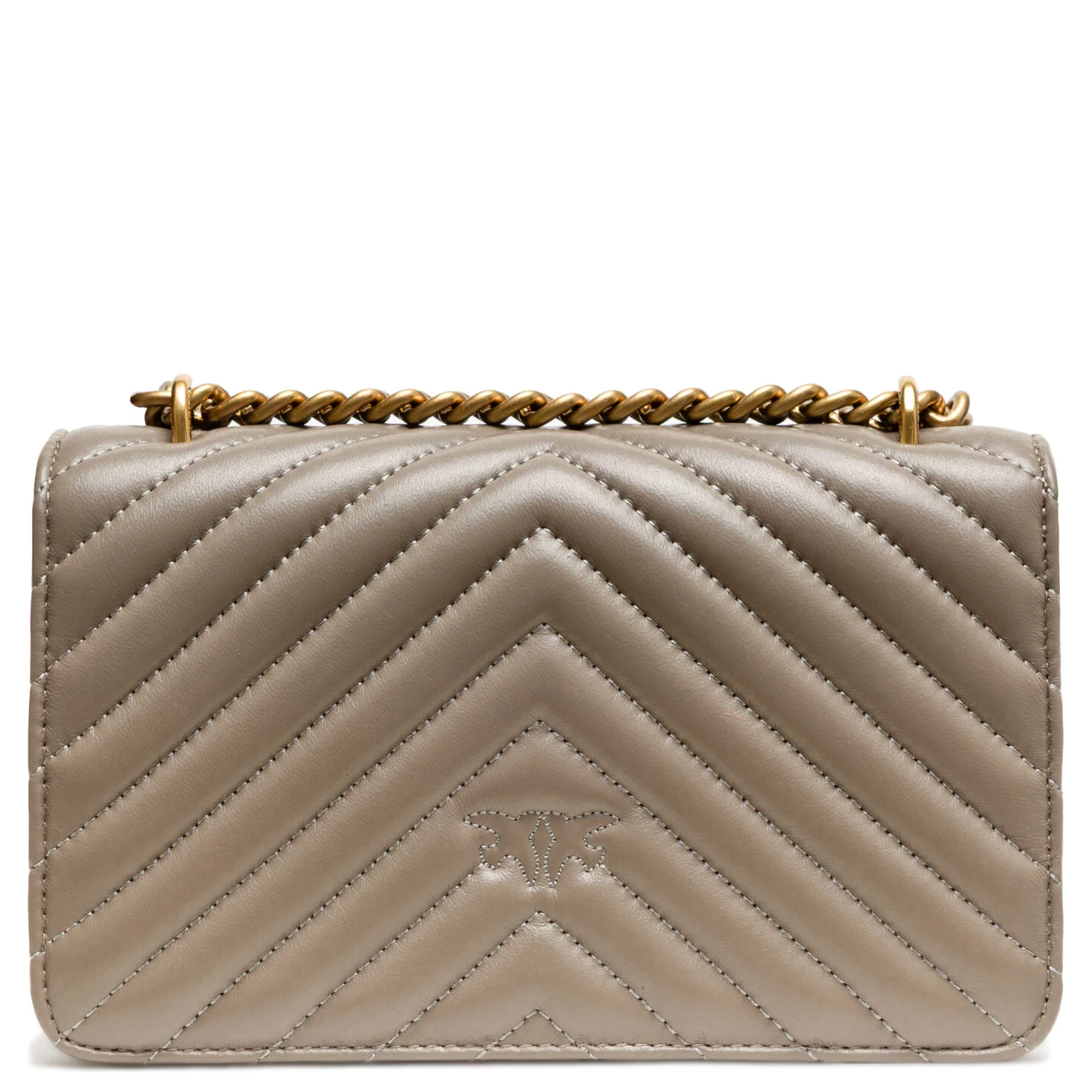 Grey Leather Love One Mini Shoulder Bag