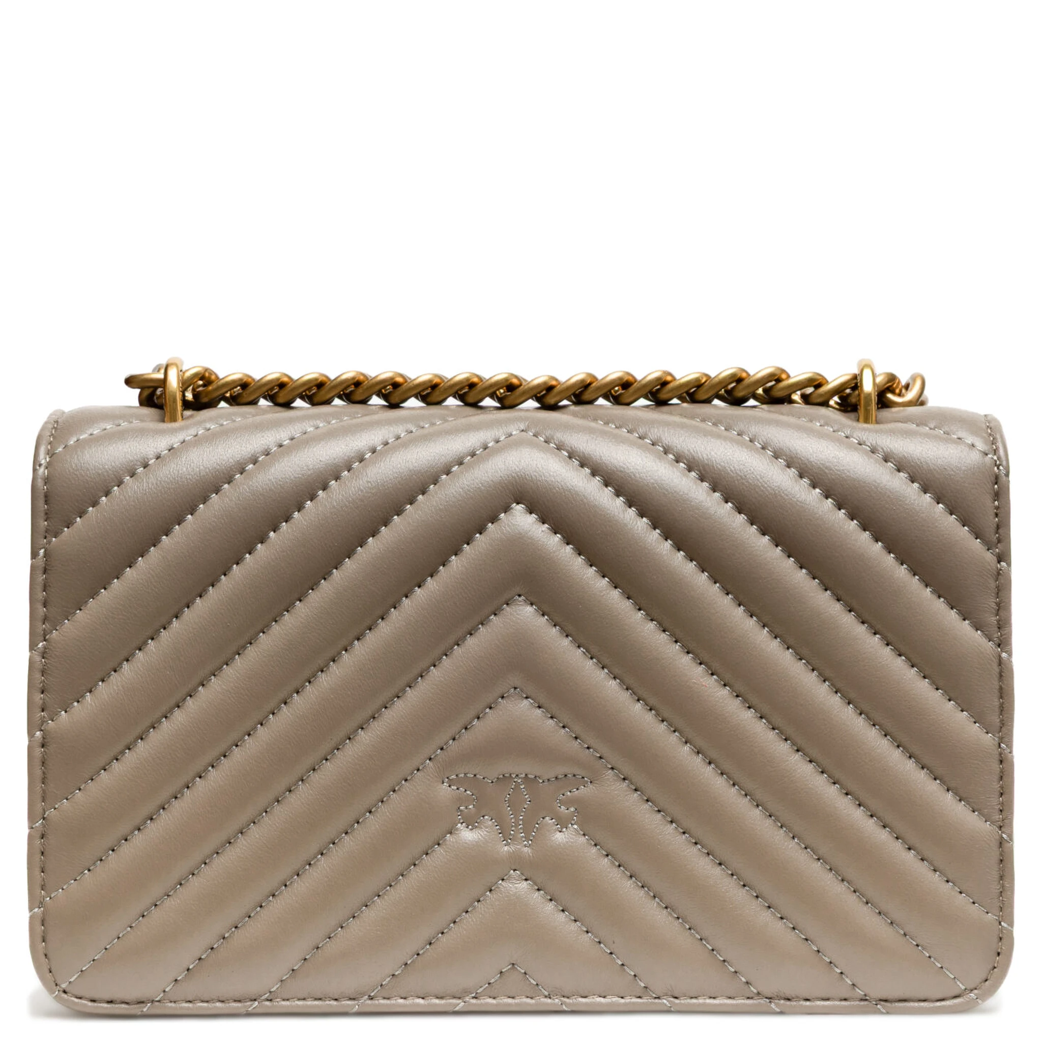 Grey Leather Love One Mini Shoulder Bag