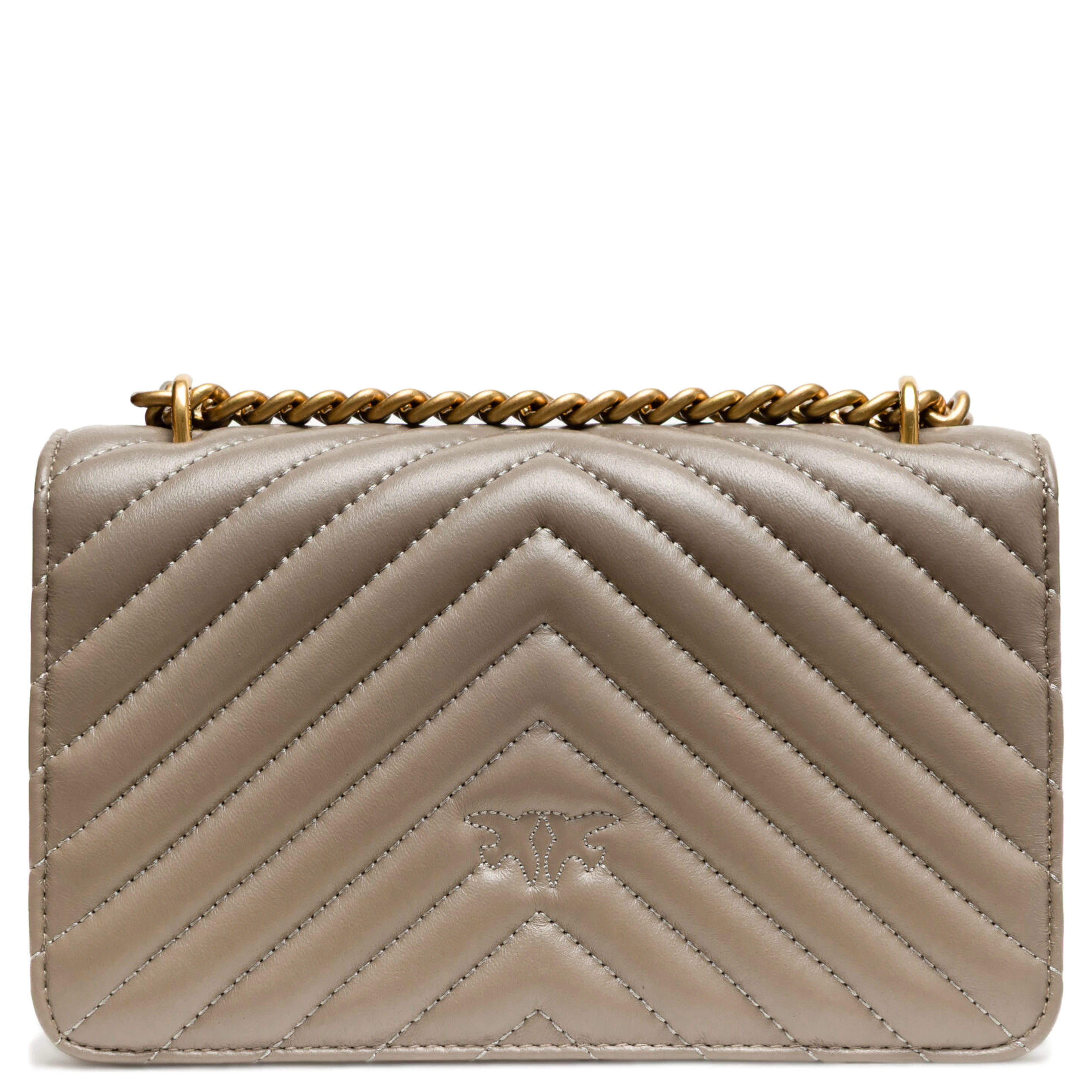 Grey Leather Love One Mini Shoulder Bag