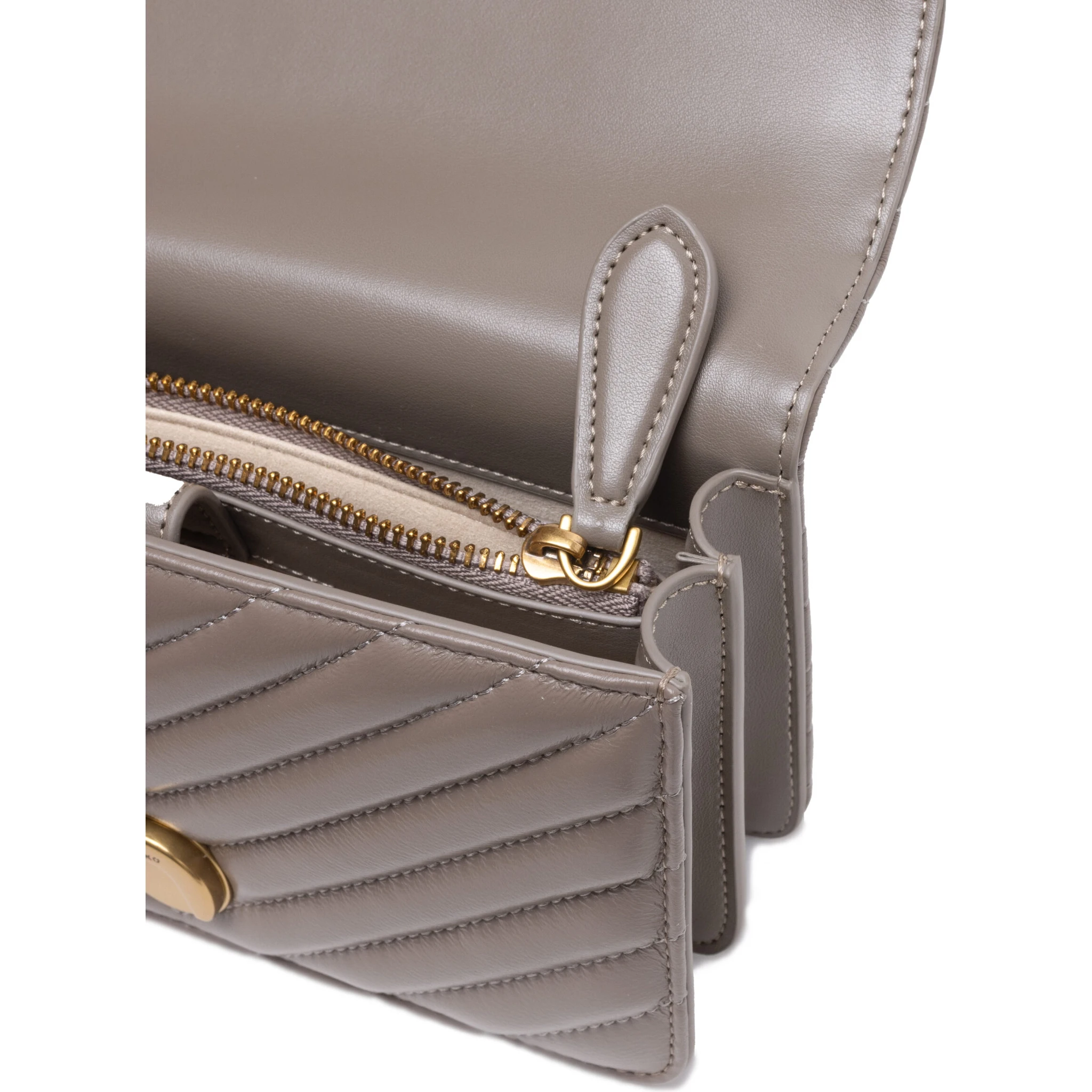 Grey Leather Love One Mini Shoulder Bag