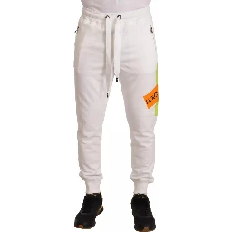 White Cotton Logo Patch Sweatpants Jogging Pants