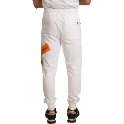 White Cotton Logo Patch Sweatpants Jogging Pants