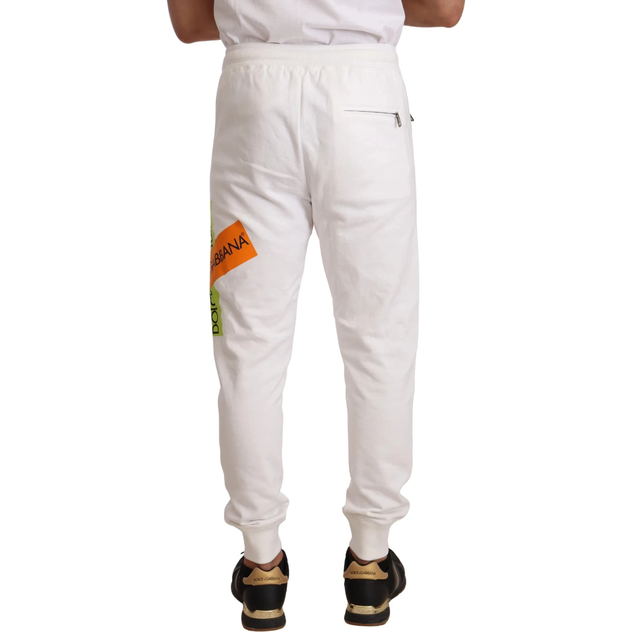 White Cotton Logo Patch Sweatpants Jogging Pants