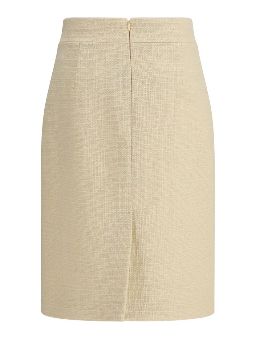 Cream Fleece Wool Skirt