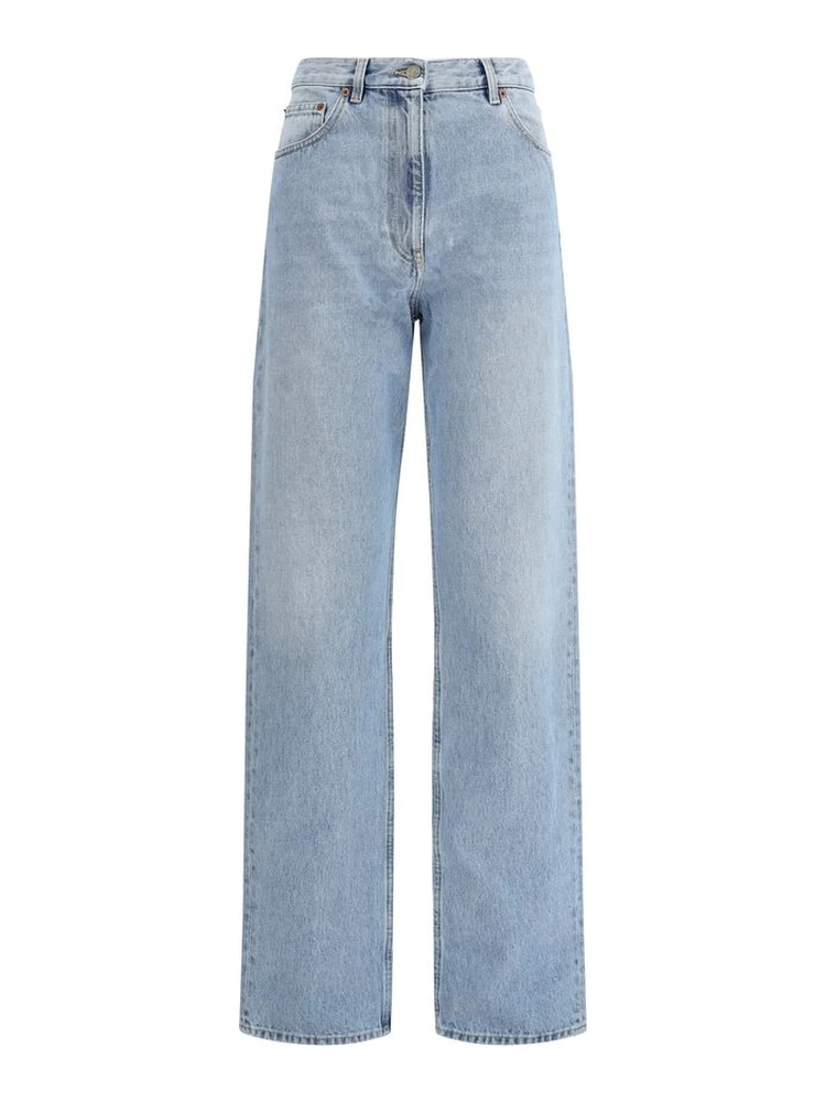 Light Blue Cotton High-Waisted Jean