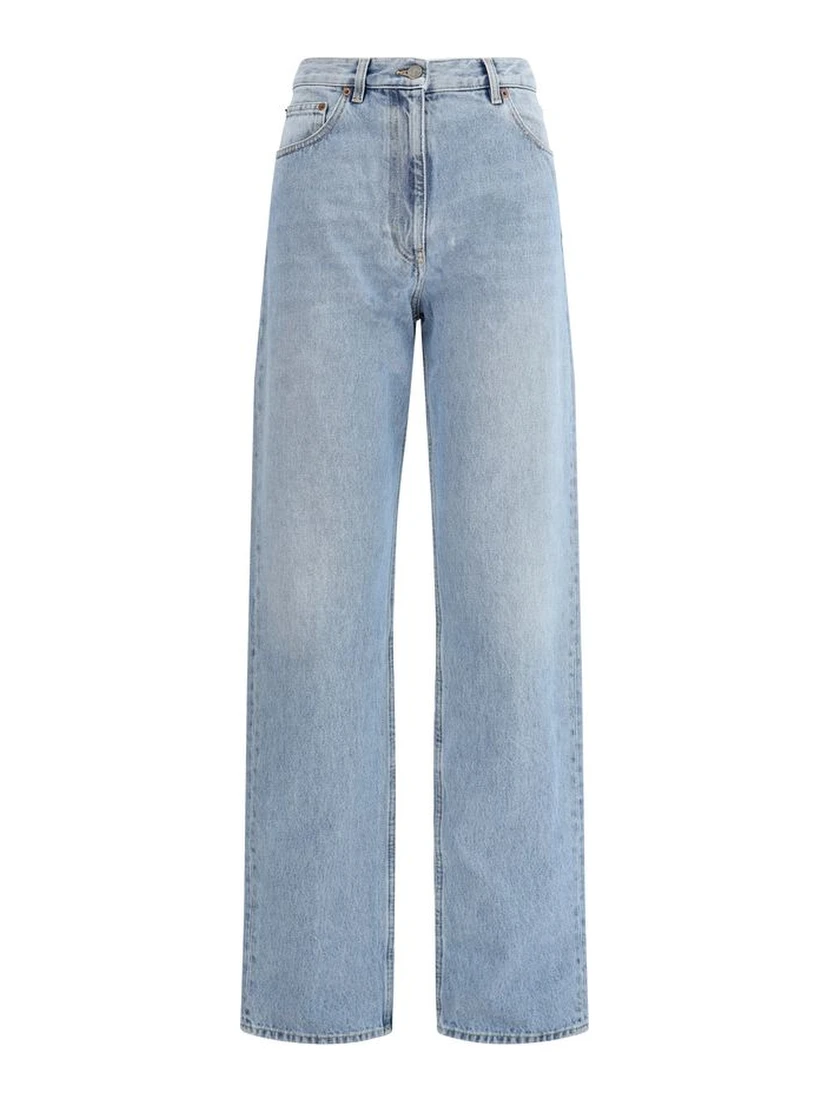 Light Blue Cotton High-Waisted Jean