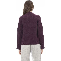 Burgundy Merino Wool Women Cardigan