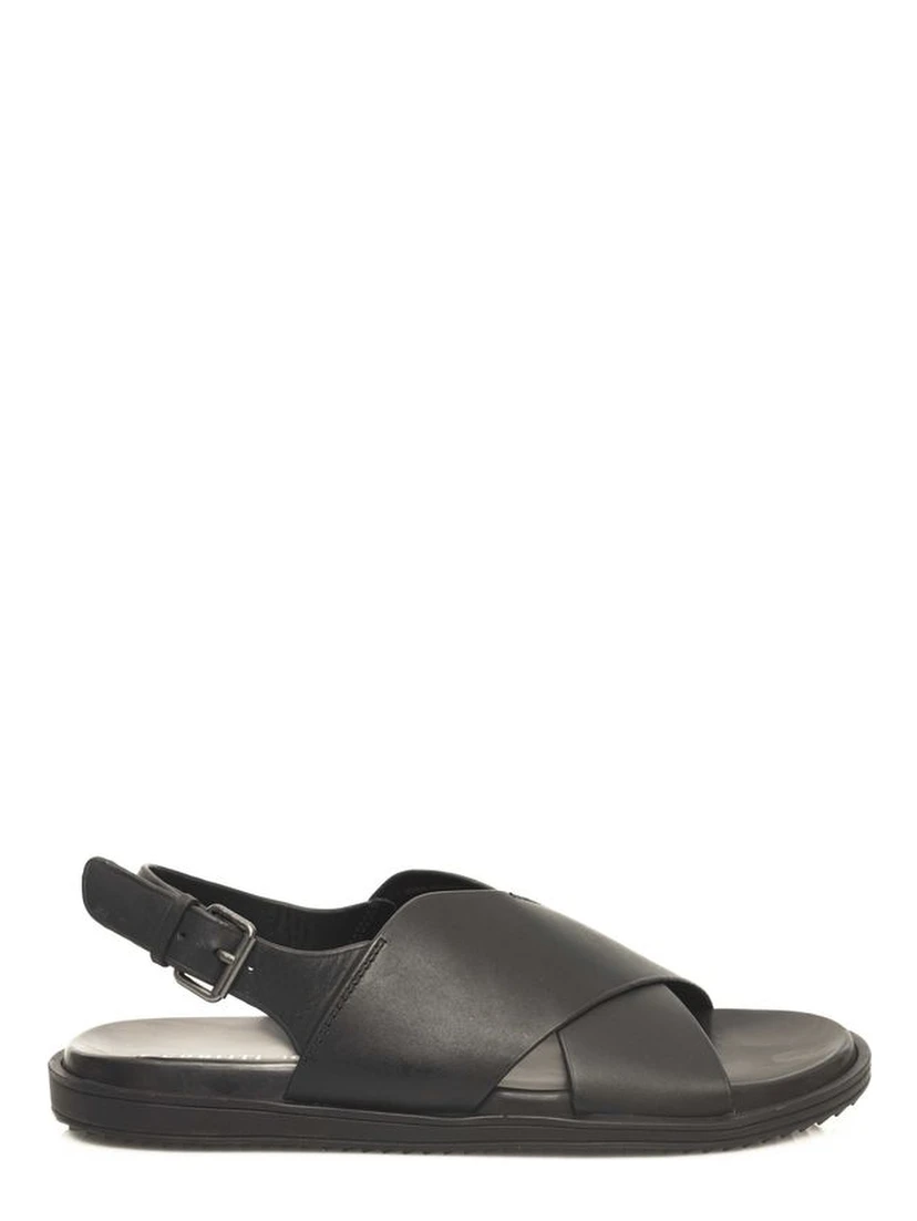 Black Leather Men Sandal