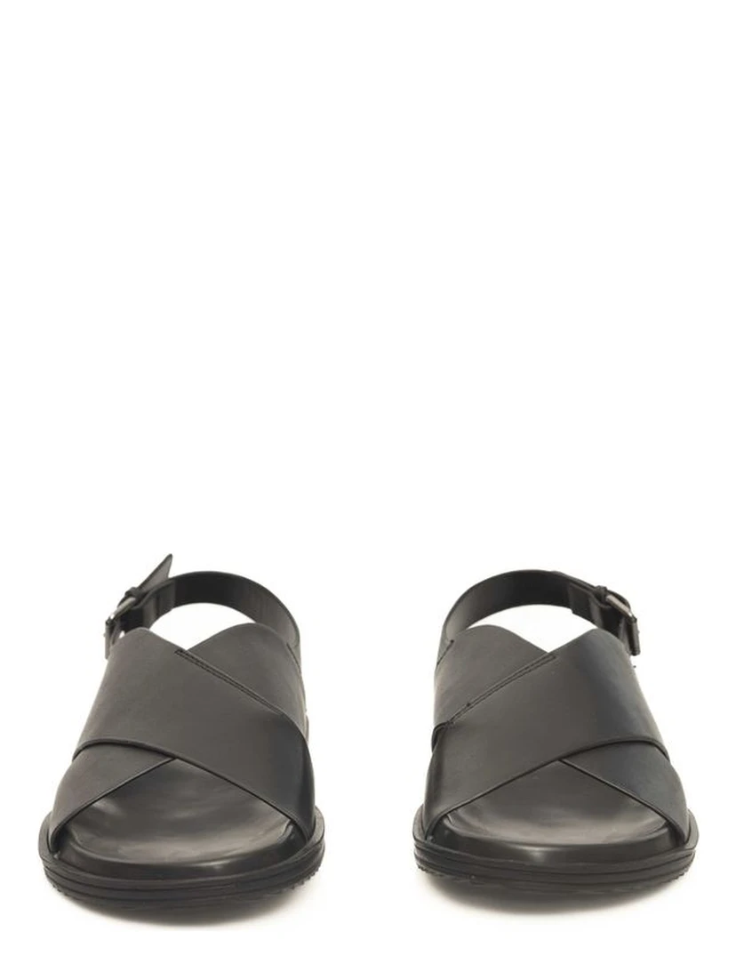 Black Leather Men Sandal