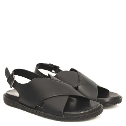 Black Leather Men Sandal
