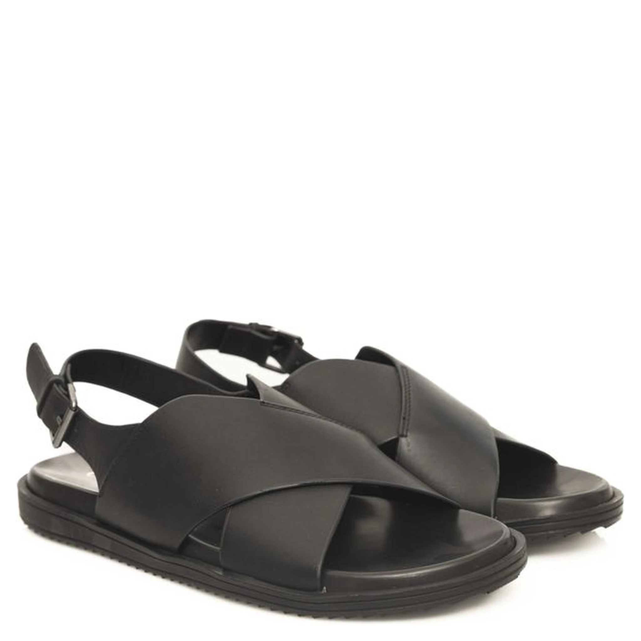 Black Leather Men Sandal