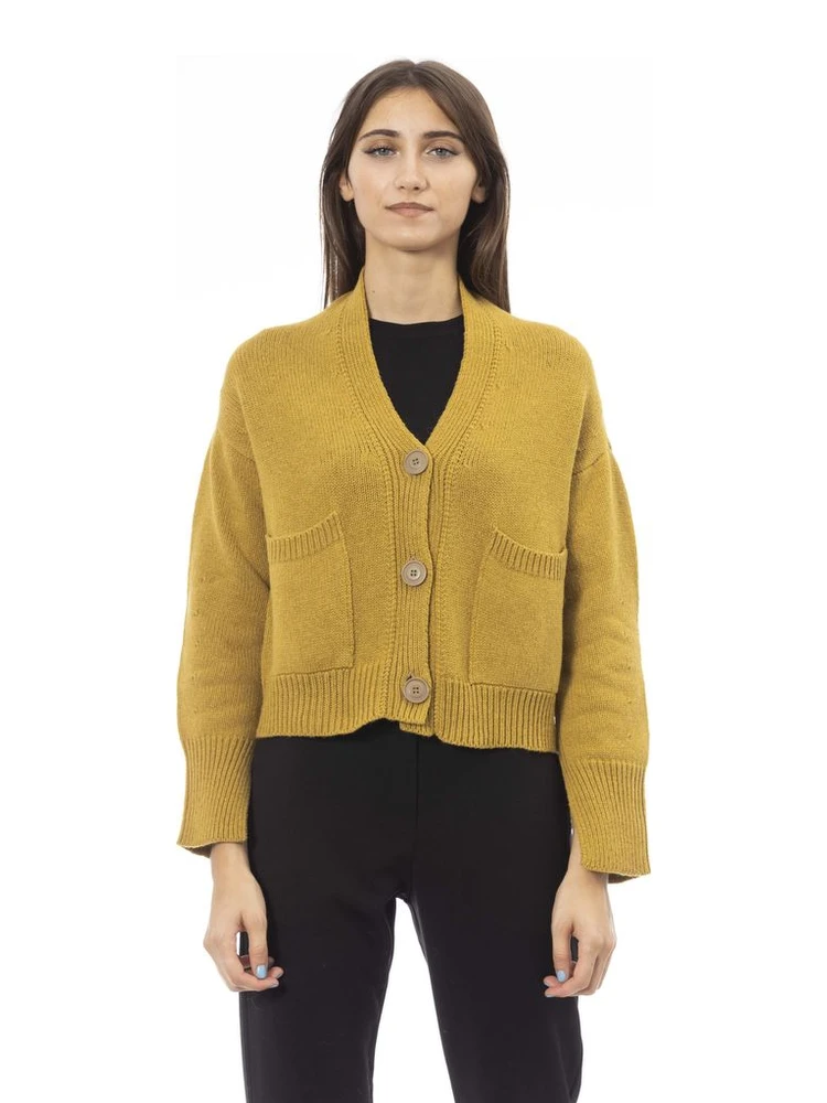 Yellow Merino Wool Women Cardigan