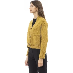 Yellow Merino Wool Women Cardigan