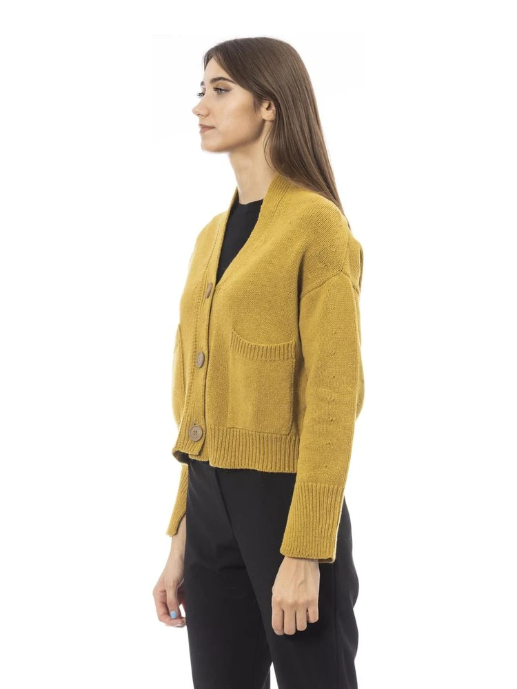 Yellow Merino Wool Women Cardigan alternative