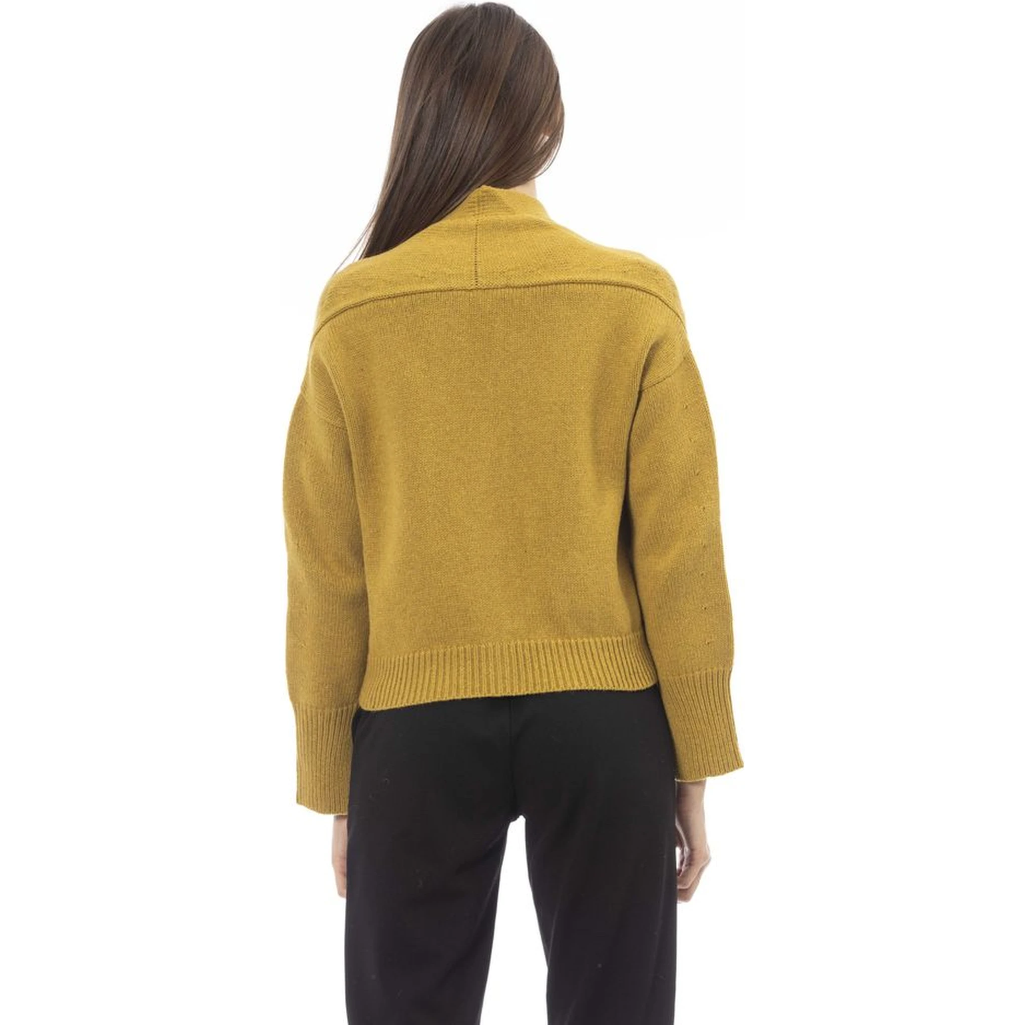 Yellow Merino Wool Women Cardigan