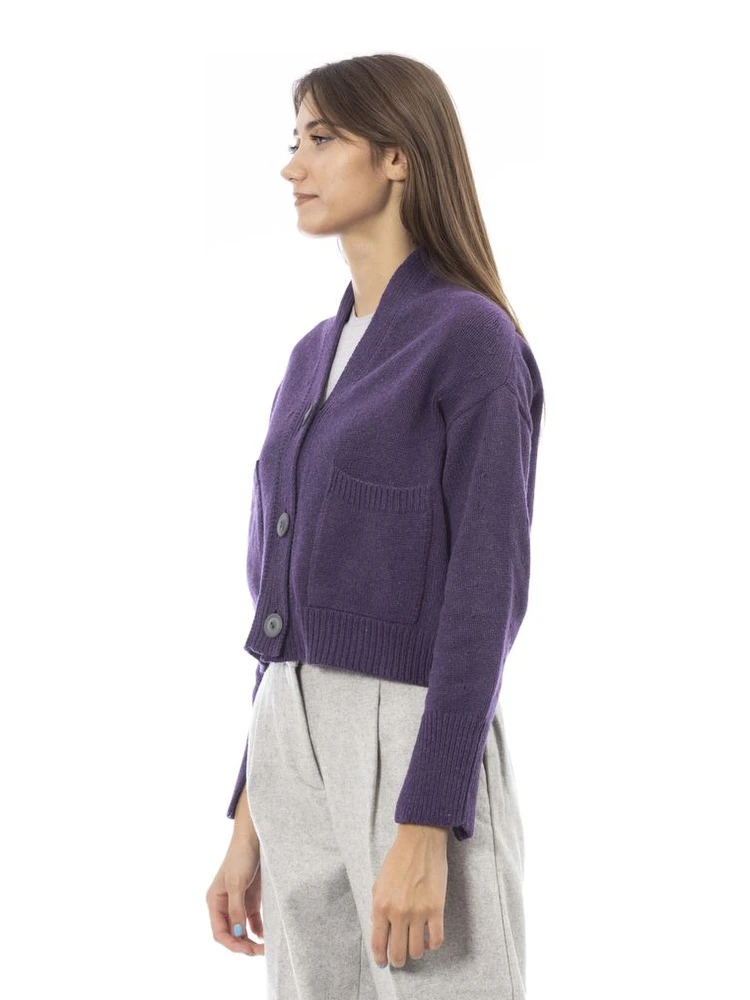 Purple Merino Wool Women Cardigan alternative