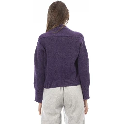 Purple Merino Wool Women Cardigan