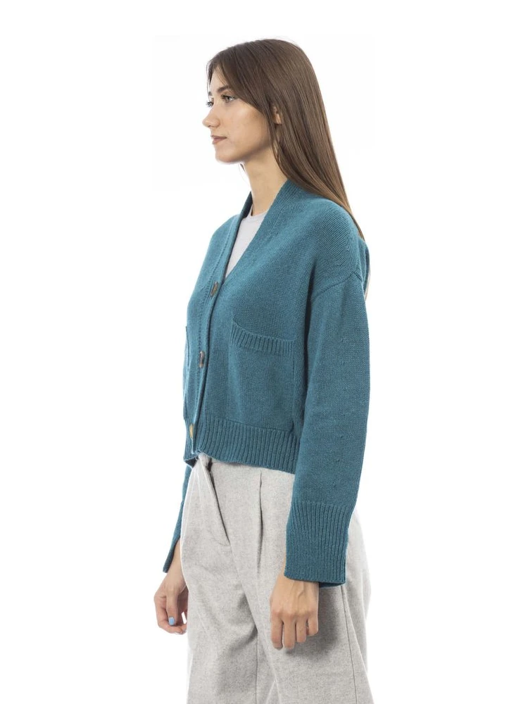 Teal Merino Wool Women Cardigan alternative